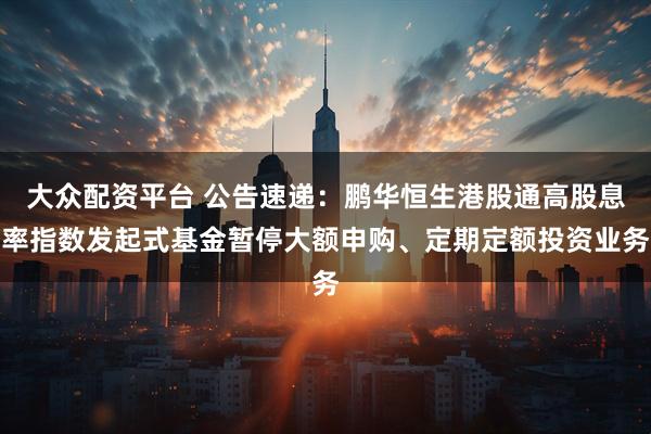 大众配资平台 公告速递：鹏华恒生港股通高股息率指数发起式基金暂停大额申购、定期定额投资业务